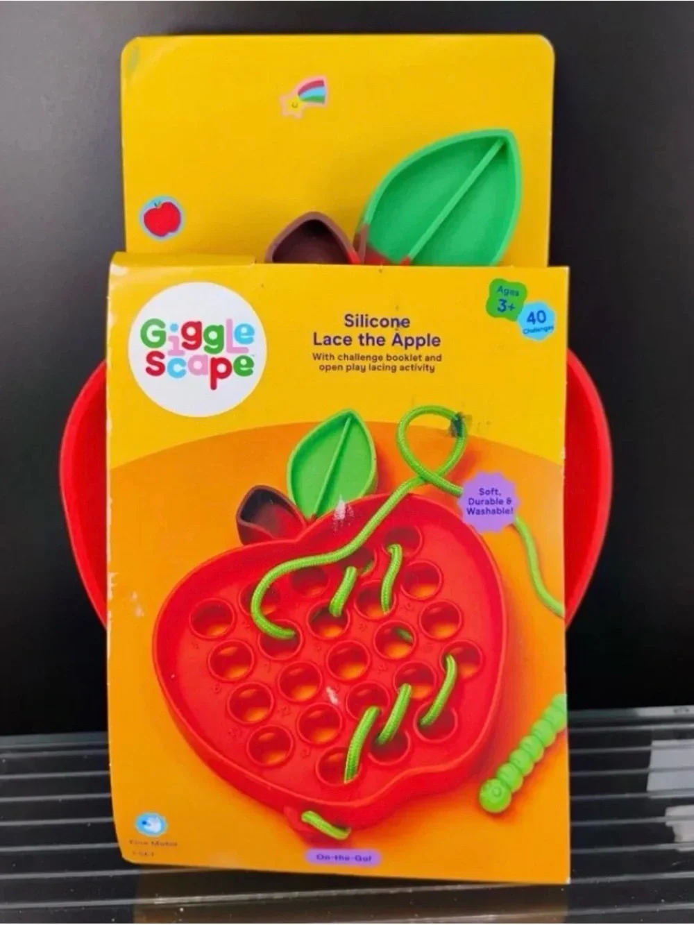 Silicone Apple Lacing Toy - Red & Green
